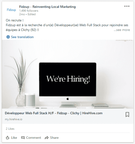 fidzup, some of our french customers, leveraging linkedin to recruit!