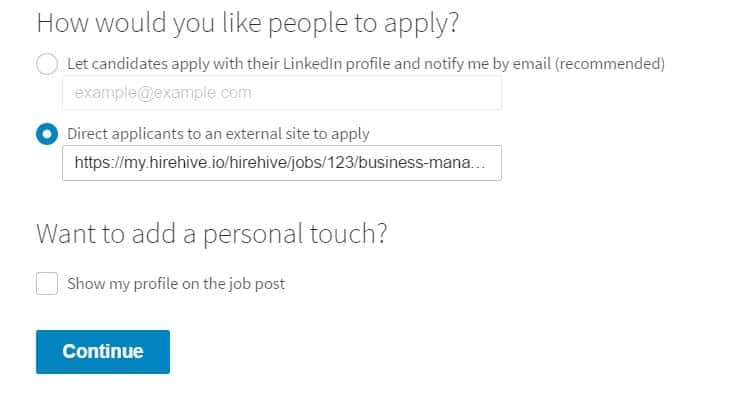 linkedin application option